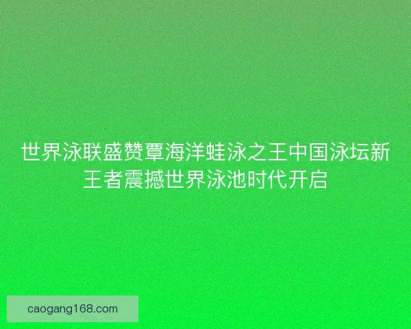 世界泳联盛赞覃海洋蛙泳之王中国泳坛新王者震撼世界泳池时代开启