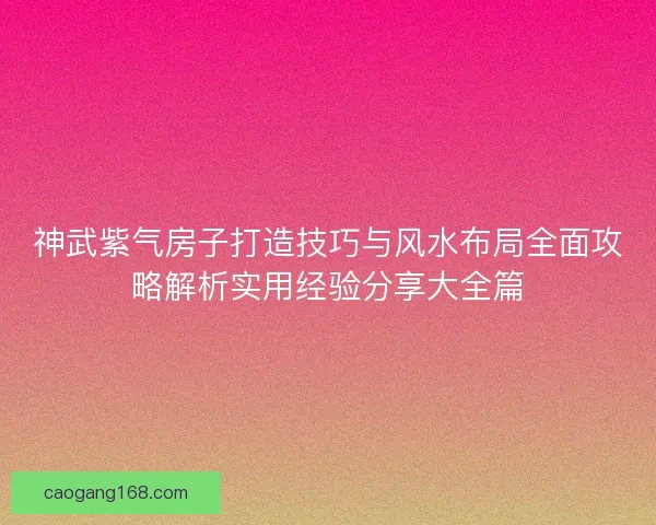 神武紫气房子打造技巧与风水布局全面攻略解析实用经验分享大全篇 神武紫气房子打造技巧与风水布局全面攻略解析实用经验分享大全篇