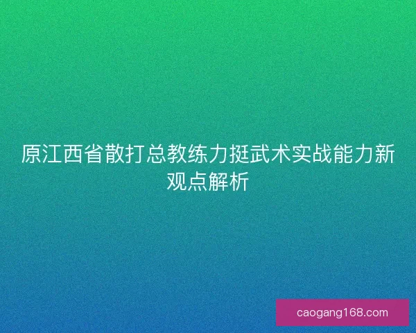 原江西省散打总教练力挺武术实战能力新观点解析 原江西省散打总教练力挺武术实战能力新观点解析