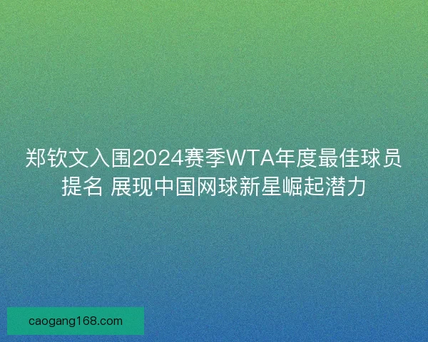 郑钦文入围2024赛季WTA年度最佳球员提名 展现中国网球新星崛起潜力