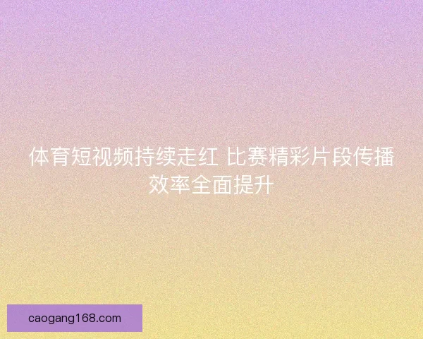 体育短视频持续走红 比赛精彩片段传播效率全面提升