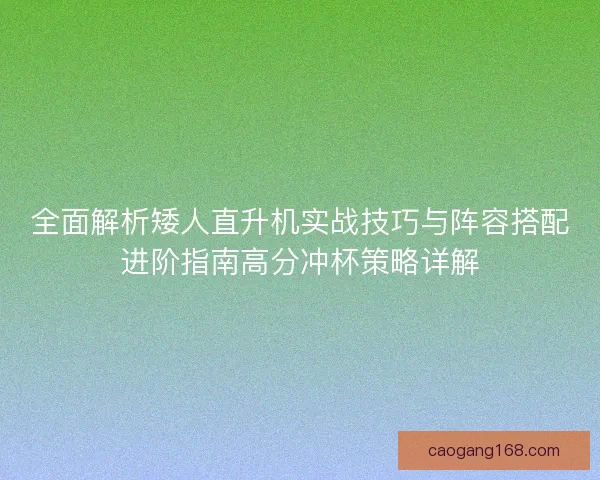 全面解析矮人直升机实战技巧与阵容搭配进阶指南高分冲杯策略详解